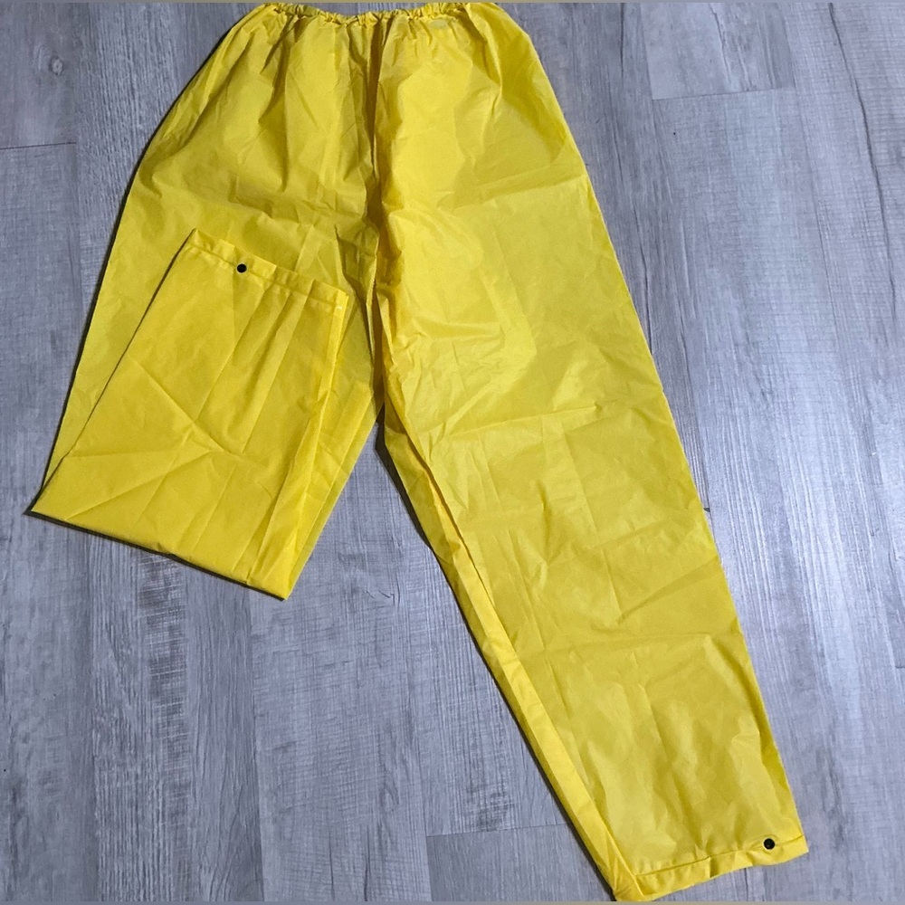 Men’s Yellow Waterproof Rain Pants Outdoor Hiking Fishing Work
